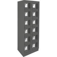 Assembled Lockerettes Clean Line Perforated Economy Lockers, 6 -tier, Bank of 2, 18" x 72" x 12", Steel Rideout Tool & Machine Inc.