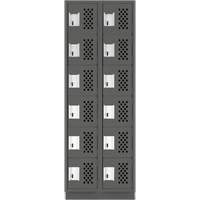 Assembled Lockerettes Clean Line Perforated Economy Lockers, 6 -tier, Bank of 2, 18" x 72" x 12", Steel Rideout Tool & Machine Inc.
