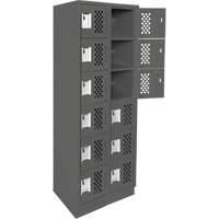 Assembled Lockerettes Clean Line Perforated Economy Lockers, 6 -tier, Bank of 2, 18" x 72" x 12", Steel Rideout Tool & Machine Inc.