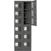 Assembled Lockerettes Clean Line Perforated Economy Lockers, 6 -tier, Bank of 2, 18" x 72" x 12", Steel Rideout Tool & Machine Inc.
