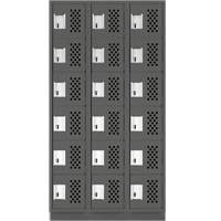 Assembled Lockerettes Clean Line Perforated Economy Lockers, 6 -tier, Bank of 3, 18" x 72" x 12", Steel Rideout Tool & Machine Inc.
