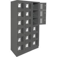 Assembled Lockerettes Clean Line Perforated Economy Lockers, 6 -tier, Bank of 3, 18" x 72" x 12", Steel Rideout Tool & Machine Inc.