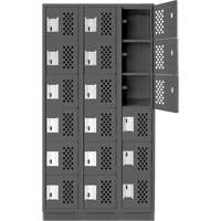 Assembled Lockerettes Clean Line Perforated Economy Lockers, 6 -tier, Bank of 3, 18" x 72" x 12", Steel Rideout Tool & Machine Inc.