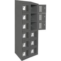 Assembled Lockerettes Clean Line Perforated Economy Lockers, 6 -tier, Bank of 2, 18" x 72" x 12", Steel Rideout Tool & Machine Inc.