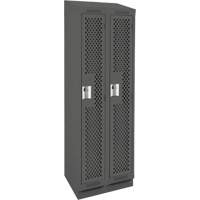Clean Line Lockers, Bank of 2, 24" x 12" x 82", Steel, Charcoal, Rivet (Assembled), Perforated Rideout Tool & Machine Inc.