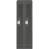 Clean Line Lockers, Bank of 2, 24" x 12" x 82", Steel, Charcoal, Rivet (Assembled), Perforated Rideout Tool & Machine Inc.