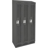 Clean Line Lockers, Bank of 3, 36" x 12" x 82", Steel, Charcoal, Rivet (Assembled), Perforated Rideout Tool & Machine Inc.