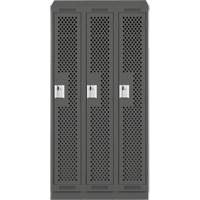 Clean Line Lockers, Bank of 3, 36" x 12" x 82", Steel, Charcoal, Rivet (Assembled), Perforated Rideout Tool & Machine Inc.