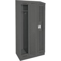 Clean Line Lockers, Bank of 3, 36" x 12" x 82", Steel, Charcoal, Rivet (Assembled), Perforated Rideout Tool & Machine Inc.