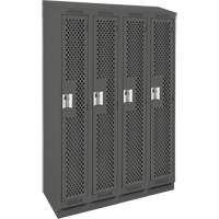 Clean Line Lockers, Bank of 4, 48" x 12" x 82", Steel, Charcoal, Rivet (Assembled), Perforated Rideout Tool & Machine Inc.
