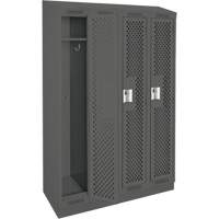 Clean Line Lockers, Bank of 4, 48" x 12" x 82", Steel, Charcoal, Rivet (Assembled), Perforated Rideout Tool & Machine Inc.
