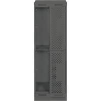 Clean Line Lockers, 2 -tier, Bank of 2, 24" x 12" x 82", Steel, Charcoal, Rivet (Assembled), Perforated Rideout Tool & Machine Inc.