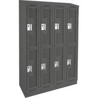 Clean Line Lockers, 2 -tier, Bank of 4, 48" x 12" x 82", Steel, Charcoal, Rivet (Assembled), Perforated Rideout Tool & Machine Inc.