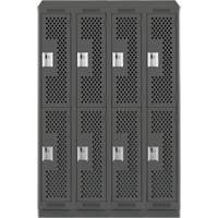 Clean Line Lockers, 2 -tier, Bank of 4, 48" x 12" x 82", Steel, Charcoal, Rivet (Assembled), Perforated Rideout Tool & Machine Inc.