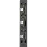 Clean Line Lockers, 3 -tier, 12" x 18" x 82", Steel, Charcoal, Rivet (Assembled), Perforated Rideout Tool & Machine Inc.