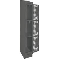 Clean Line Lockers, 3 -tier, 12" x 18" x 82", Steel, Charcoal, Rivet (Assembled), Perforated Rideout Tool & Machine Inc.