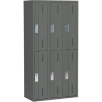 Concorde Heavy-Duty Lockers, 2 -tier, Bank of 3, 36" x 18" x 72", Steel, Charcoal, Welded (Assembled) Rideout Tool & Machine Inc.