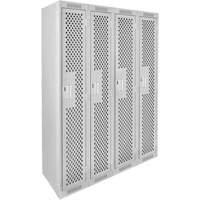 Clean Line Lockers, Bank of 4, 48" x 15" x 72", Steel, Grey, Rivet (Assembled), Perforated Rideout Tool & Machine Inc.