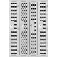 Clean Line Lockers, Bank of 4, 48" x 15" x 72", Steel, Grey, Rivet (Assembled), Perforated Rideout Tool & Machine Inc.
