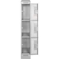 Clean Line Lockers, 3 -tier, 12" x 12" x 72", Steel, Grey, Rivet (Assembled), Perforated Rideout Tool & Machine Inc.