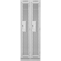Clean Line Lockers, Bank of 2, 24" x 15" x 76", Steel, Grey, Rivet (Assembled), Perforated Rideout Tool & Machine Inc.