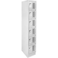Assembled Lockerettes Clean Line Perforated Economy Lockers, 6 -tier, 18" x 72" x 12", Steel Rideout Tool & Machine Inc.