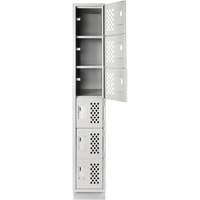 Assembled Lockerettes Clean Line Perforated Economy Lockers, 6 -tier, 18" x 72" x 12", Steel Rideout Tool & Machine Inc.