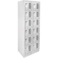 Assembled Lockerettes Clean Line Perforated Economy Lockers, 6 -tier, Bank of 2, 18" x 72" x 12", Steel Rideout Tool & Machine Inc.