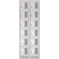 Assembled Lockerettes Clean Line Perforated Economy Lockers, 6 -tier, Bank of 2, 18" x 72" x 12", Steel Rideout Tool & Machine Inc.