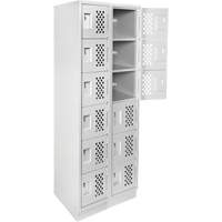 Assembled Lockerettes Clean Line Perforated Economy Lockers, 6 -tier, Bank of 2, 18" x 72" x 12", Steel Rideout Tool & Machine Inc.