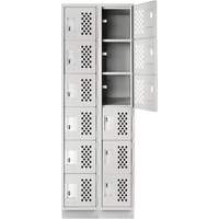Assembled Lockerettes Clean Line Perforated Economy Lockers, 6 -tier, Bank of 2, 18" x 72" x 12", Steel Rideout Tool & Machine Inc.