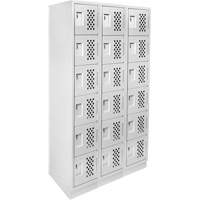 Assembled Lockerettes Clean Line Perforated Economy Lockers, 6 -tier, Bank of 3, 18" x 72" x 12", Steel Rideout Tool & Machine Inc.