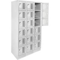 Assembled Lockerettes Clean Line Perforated Economy Lockers, 6 -tier, Bank of 3, 18" x 72" x 12", Steel Rideout Tool & Machine Inc.