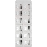 Assembled Lockerettes Clean Line Perforated Economy Lockers, 6 -tier, Bank of 2, 18" x 72" x 12", Steel Rideout Tool & Machine Inc.
