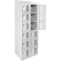 Assembled Lockerettes Clean Line Perforated Economy Lockers, 6 -tier, Bank of 2, 18" x 72" x 12", Steel Rideout Tool & Machine Inc.