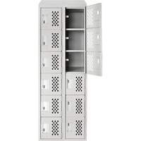 Assembled Lockerettes Clean Line Perforated Economy Lockers, 6 -tier, Bank of 2, 18" x 72" x 12", Steel Rideout Tool & Machine Inc.