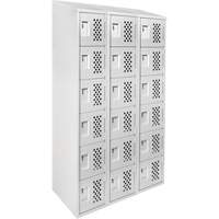 Assembled Lockerettes Clean Line Perforated Economy Lockers, 6 -tier, Bank of 3, 18" x 72" x 12", Steel Rideout Tool & Machine Inc.