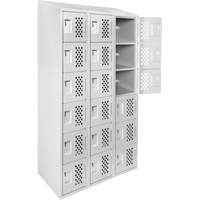 Assembled Lockerettes Clean Line Perforated Economy Lockers, 6 -tier, Bank of 3, 18" x 72" x 12", Steel Rideout Tool & Machine Inc.