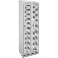 Clean Line Lockers, Bank of 2, 24" x 12" x 82", Steel, Grey, Rivet (Assembled), Perforated Rideout Tool & Machine Inc.