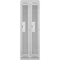 Clean Line Lockers, Bank of 2, 24" x 12" x 82", Steel, Grey, Rivet (Assembled), Perforated Rideout Tool & Machine Inc.