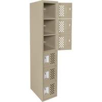 Assembled Lockerettes Clean Line Perforated Economy Lockers, 6 -tier, 18" x 72" x 12", Steel Rideout Tool & Machine Inc.