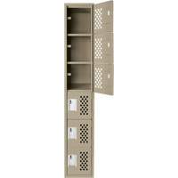 Assembled Lockerettes Clean Line Perforated Economy Lockers, 6 -tier, 18" x 72" x 12", Steel Rideout Tool & Machine Inc.