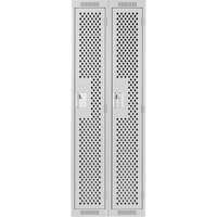 Clean Line™ Lockers, Bank of 2, 24" x 15" x 72", Steel, Grey, Rivet (Assembled), Perforated FK693 | Rideout Tool & Machine Inc.