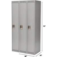 Lockers, Bank of 3, 36" x 18" x 72", Steel, Grey, Knocked Down Rideout Tool & Machine Inc.