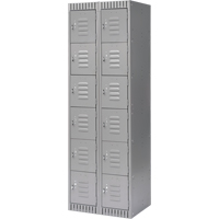 Lockers, 6 -tier, Bank of 2, 24" x 18" x 72", Steel, Grey, Knocked Down Rideout Tool & Machine Inc.