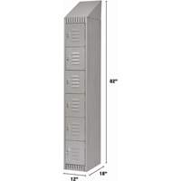 Lockers, 6 -tier, 12" x 18" x 82", Steel, Grey, Knocked Down Rideout Tool & Machine Inc.