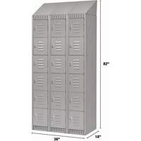 Lockers, 6 -tier, Bank of 3, 36" x 18" x 82", Steel, Grey, Knocked Down Rideout Tool & Machine Inc.