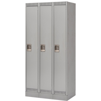 Lockers, Bank of 3, 36" x 18" x 76", Steel, Grey, Knocked Down Rideout Tool & Machine Inc.
