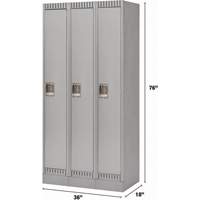 Lockers, Bank of 3, 36" x 18" x 76", Steel, Grey, Knocked Down Rideout Tool & Machine Inc.