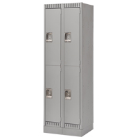 Lockers, 2 -tier, Bank of 2, 24" x 18" x 76", Steel, Grey, Knocked Down Rideout Tool & Machine Inc.